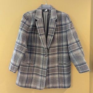 Brown Plaid Wool Blazer